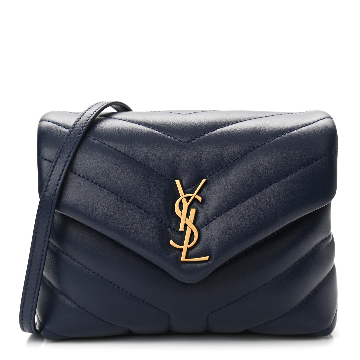 Saint Laurent Calfskin Y Quilted Monogram Toy Loulou Crossbody Bag Blue Charron 1 of 9