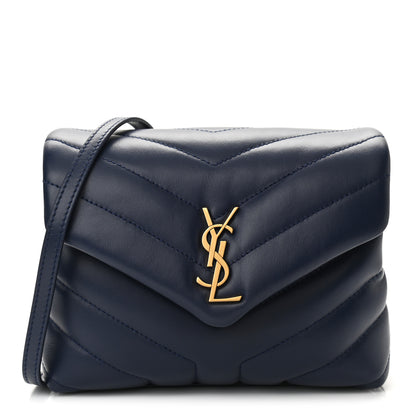 Saint Laurent Calfskin Y Quilted Monogram Toy Loulou Crossbody Bag Blue Charron 1 of 9