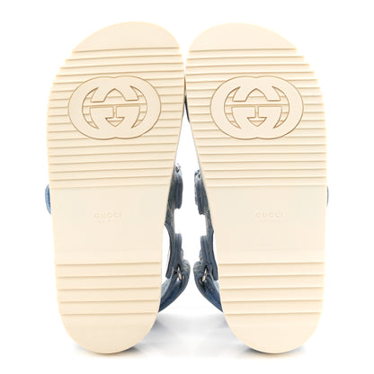 Gucci New Denim Delave GG Monogram Womens Dad Sandals 37 Light Blue Avion 6 of 10
