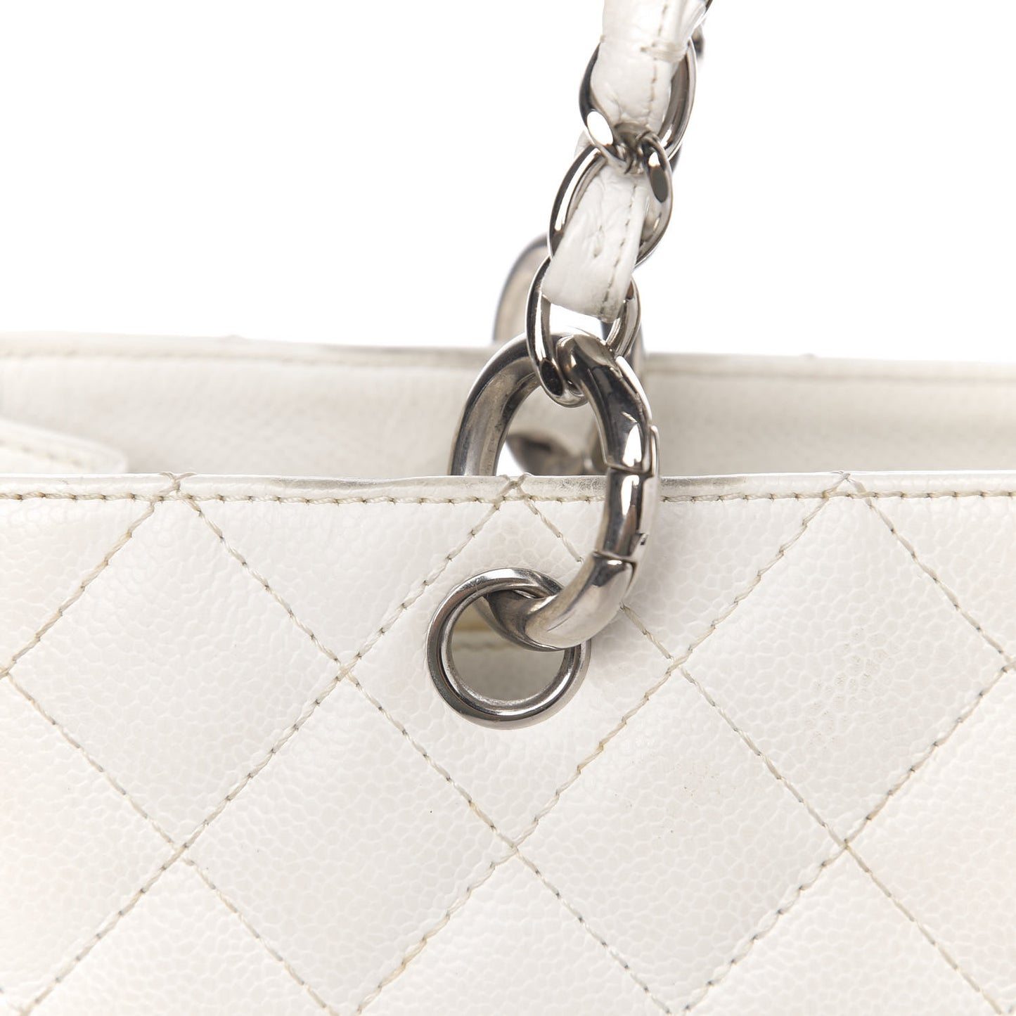 Caviar Quilted Grand Shopping Tote GST White