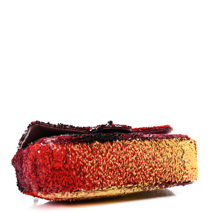 Chanel Shaded Sequins Mini Flap Black Burgundy Red Yellow 4 of 12