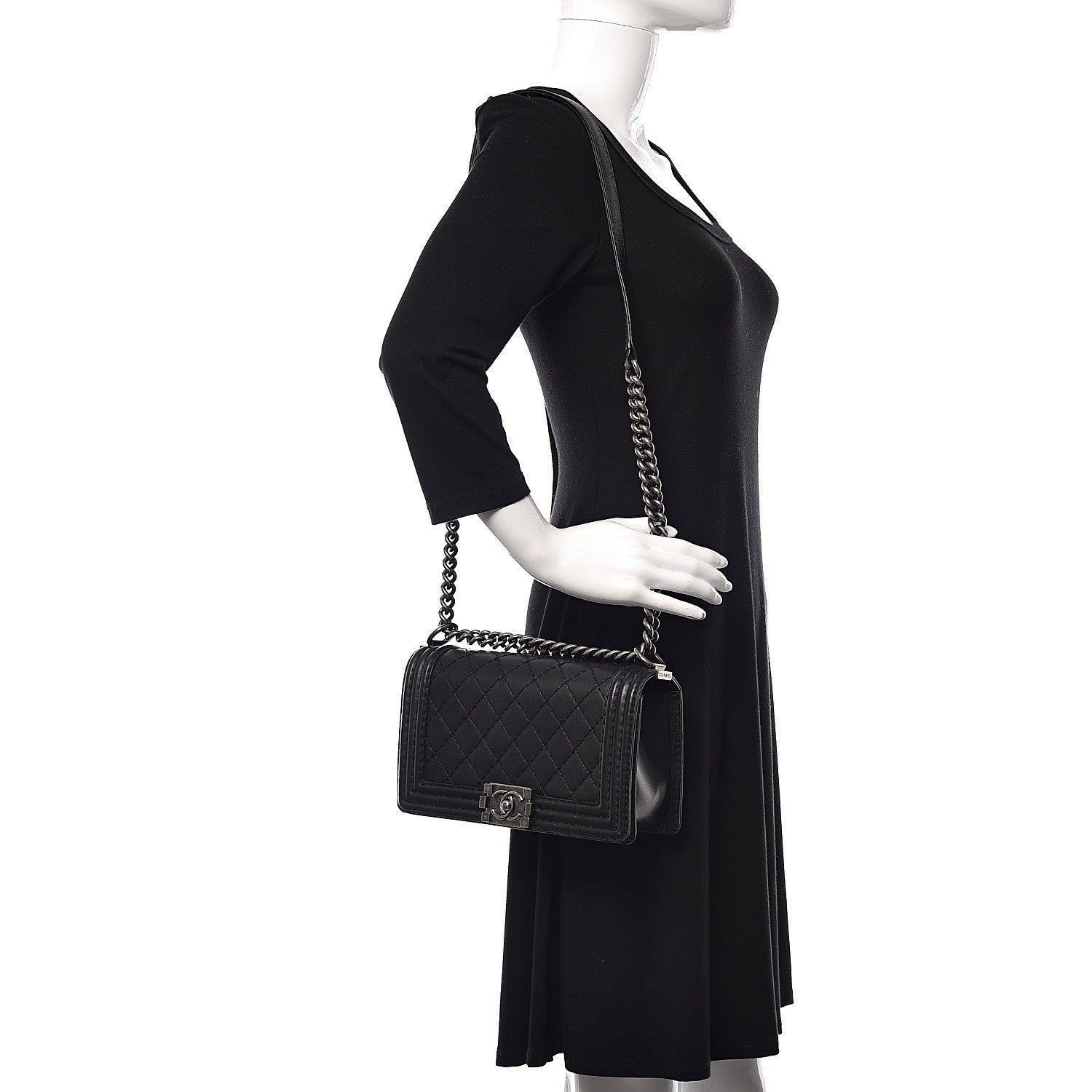 Chanel Calfskin Stitched Medium Boy Flap Black 2 of 9
