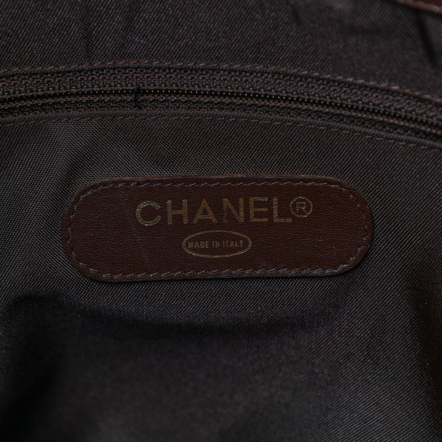 Chanel Calfskin Stitched XL Weekender Brown 6 of 11