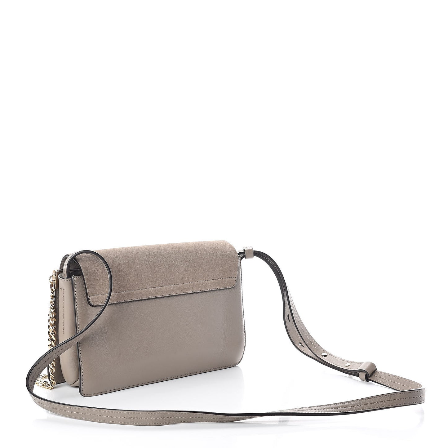 Suede Calfskin Small Faye Shoulder Bag Motty Grey