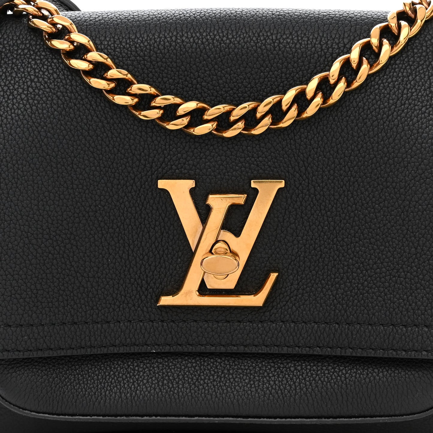 Grained Calfskin Lockme Chain Bag PM Black