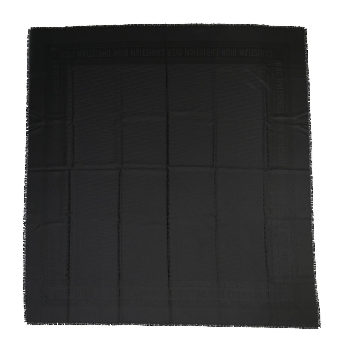 Wool Silk Oblique Shawl Black