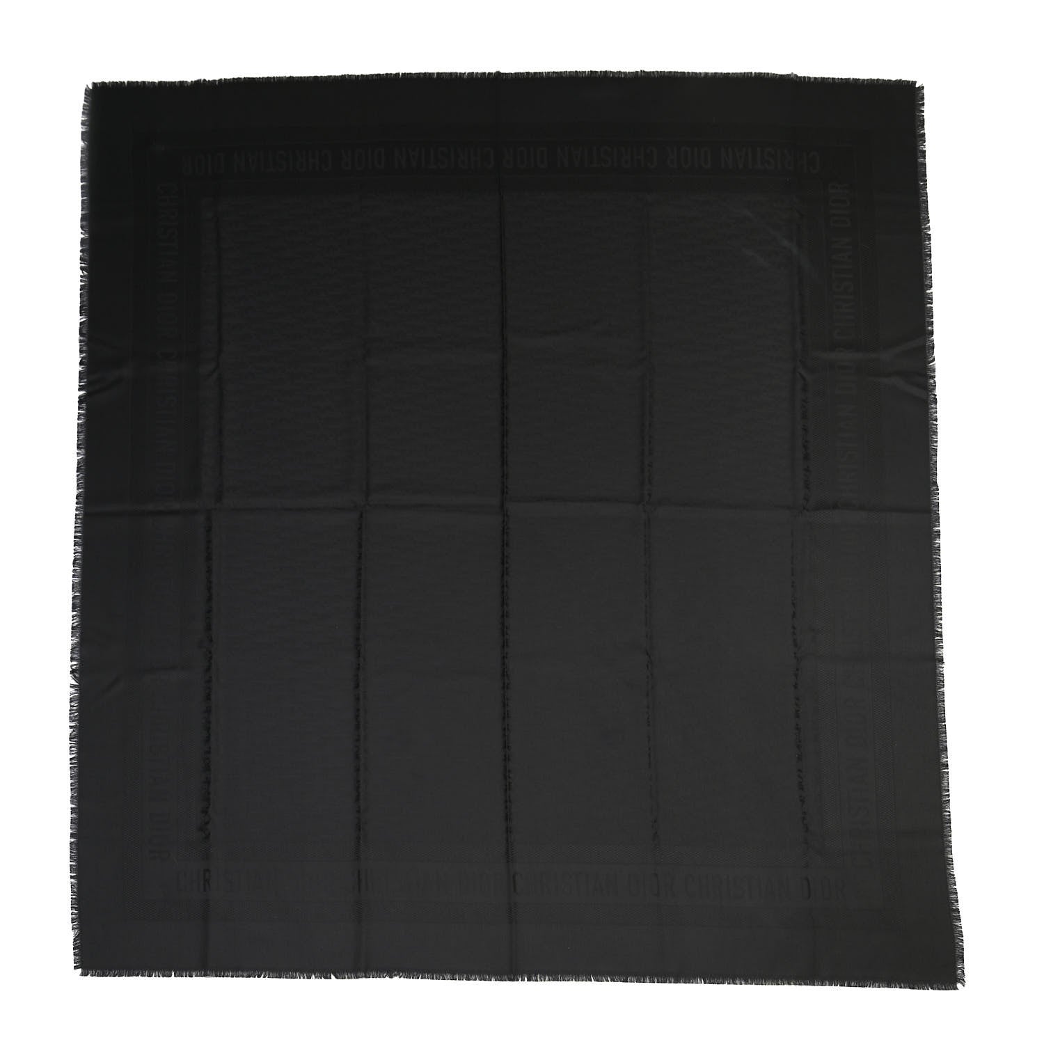 Christian Dior Wool Silk Oblique Shawl Black 1 of 4