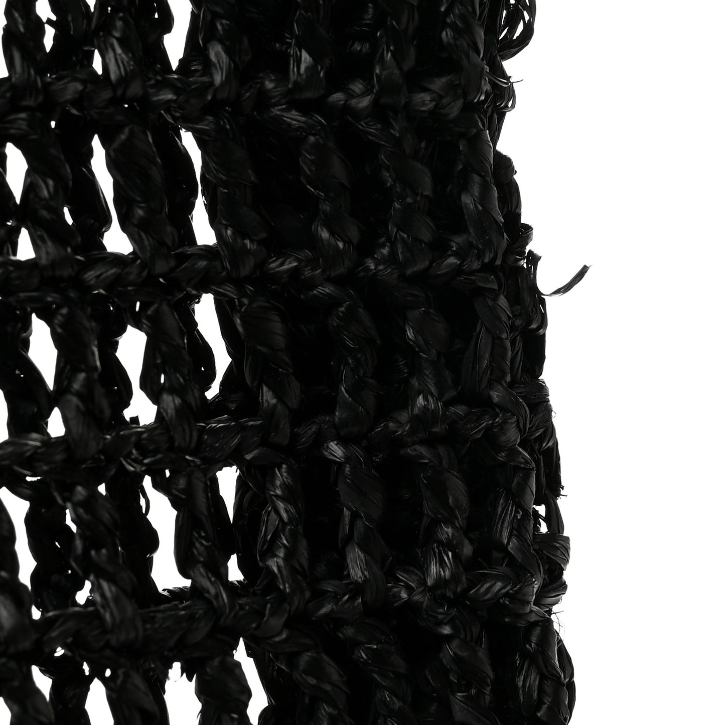 Raffia Calfskin Oxalis Shoulder Bag Black