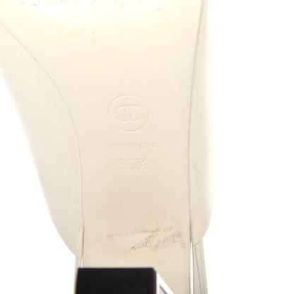 Chanel Lambskin Cap Toe Mules 38.5 Ivory Black 9 of 12