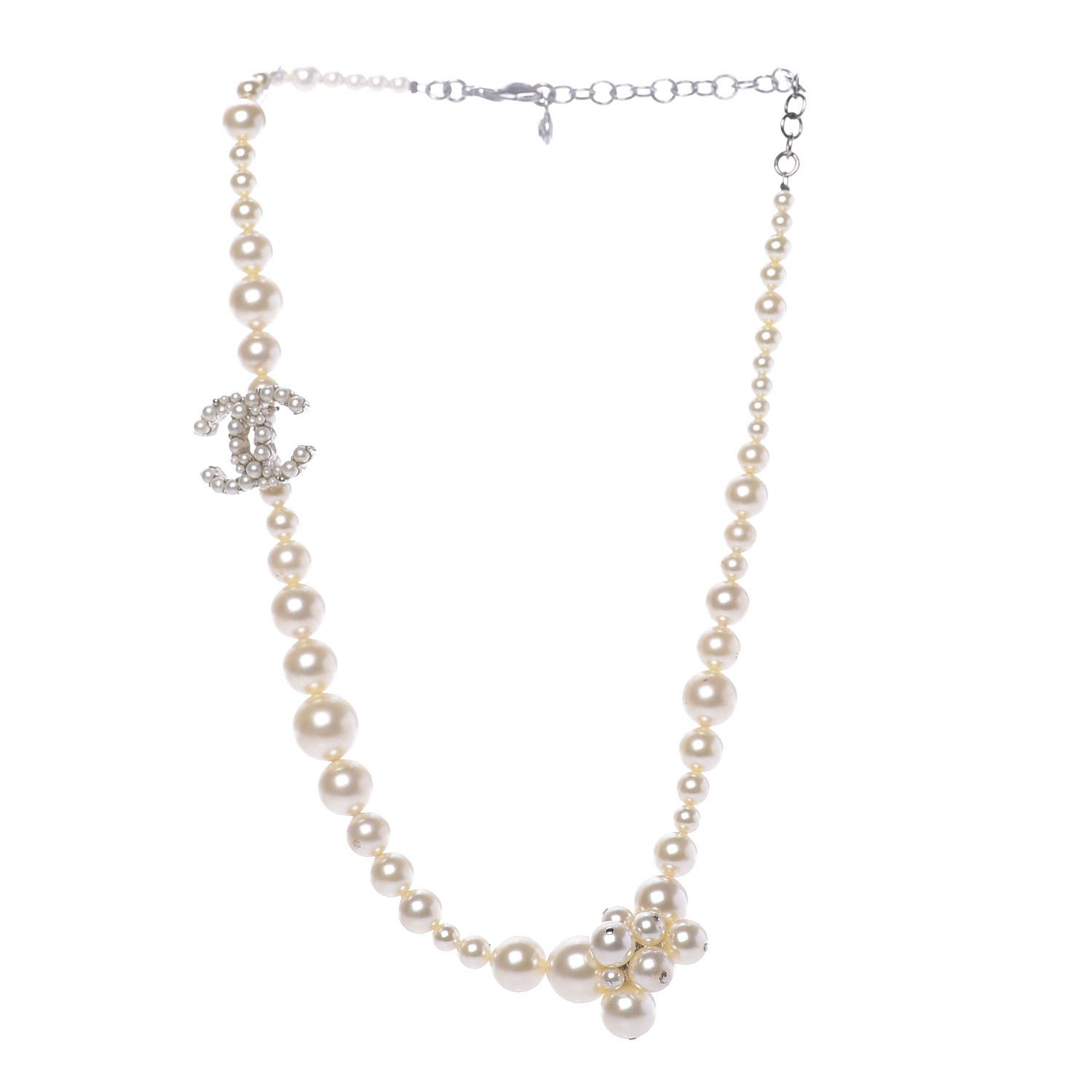 Chanel Graduated Pearl CC Short Necklace Silver 2 of 6