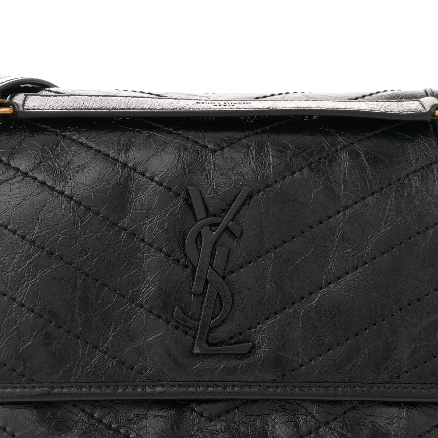 Saint Laurent Crinkled Calfskin Matelasse Monogram Medium Niki Chain Satchel Black 8 of 11