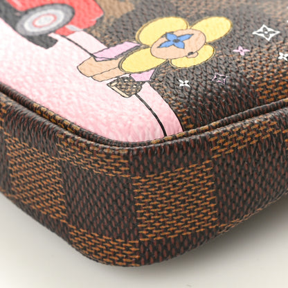 Louis Vuitton Damier Ebene 2019 Christmas Animation Mini Pochette Accessories Red 10 of 10