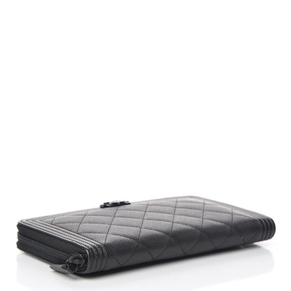 Chanel Caviar Quilted Boy Zip Around Organizer Wallet So Black 4 of 9