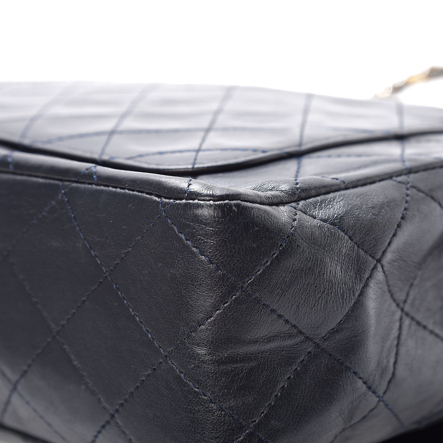 Lambskin Quilted Medium Double Flap Navy