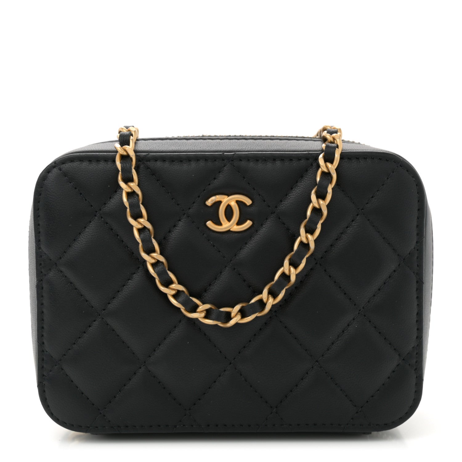 Chanel Lambskin Quilted CC Pearl Crush Camera Case Black 1 of 11