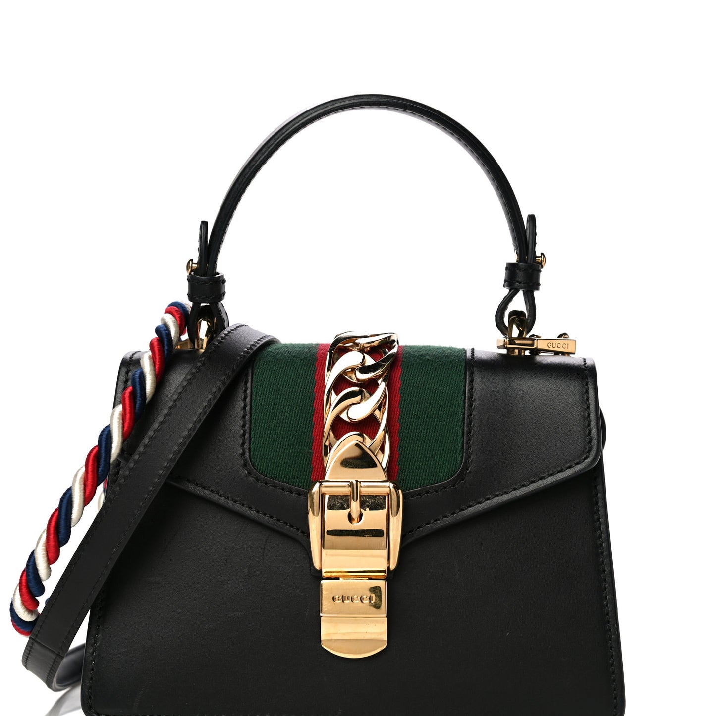Calfskin Mini Sylvie Top Handle Bag Black
