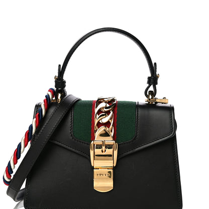 Gucci Calfskin Mini Sylvie Top Handle Bag Black 13 of 21