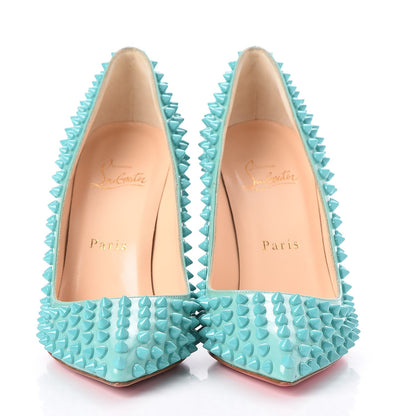 Christian Louboutin Patent Pigalle Spikes 100 Pumps 36 Turquoise 2 of 7