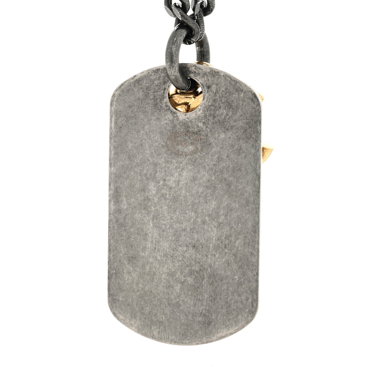 Ruthenium ID Dog Tag Charm Necklace Silver Gold