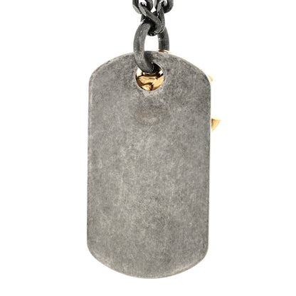 Chanel Ruthenium ID Dog Tag Charm Necklace Silver Gold 4 of 4