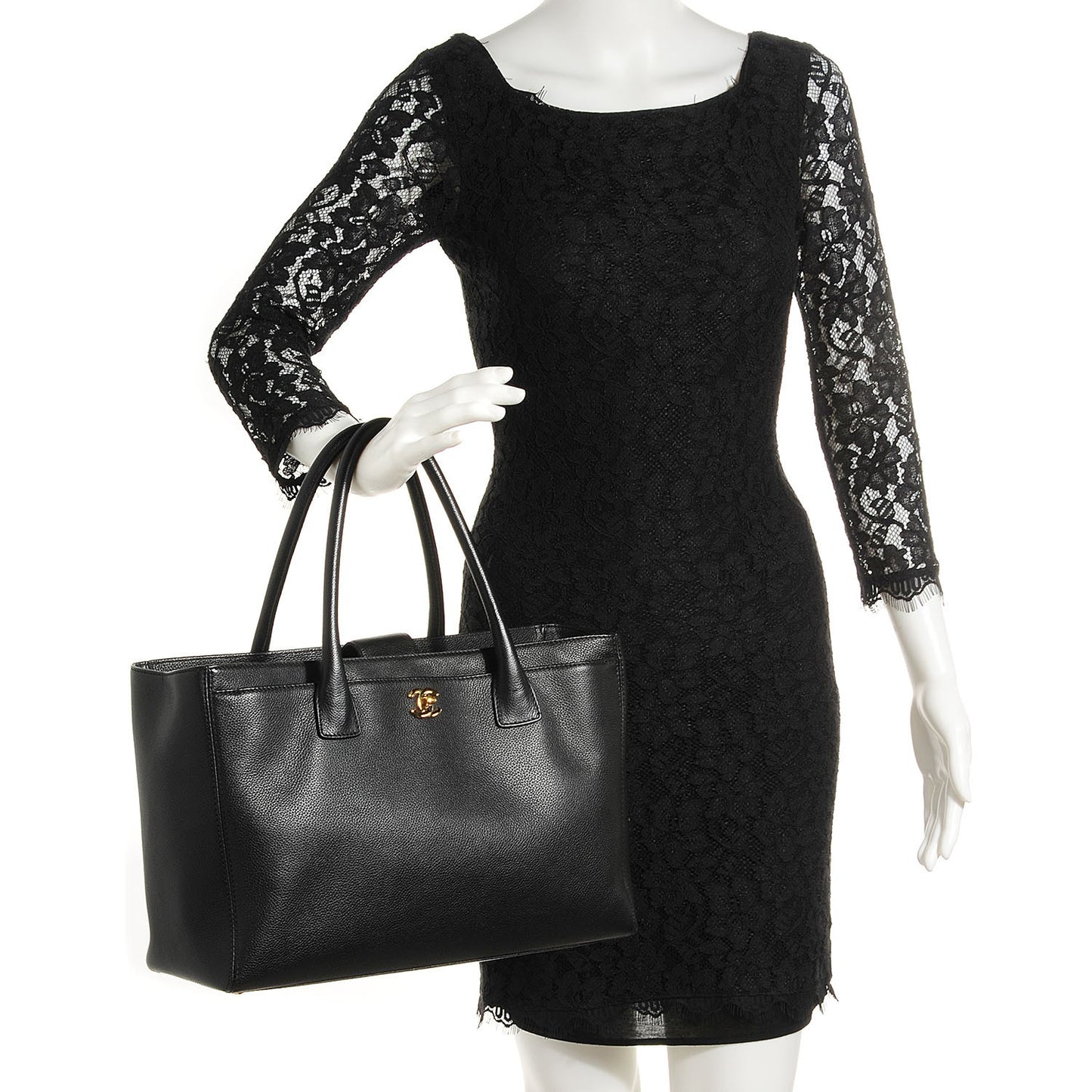 Calfskin Cerf Shopper Tote Black