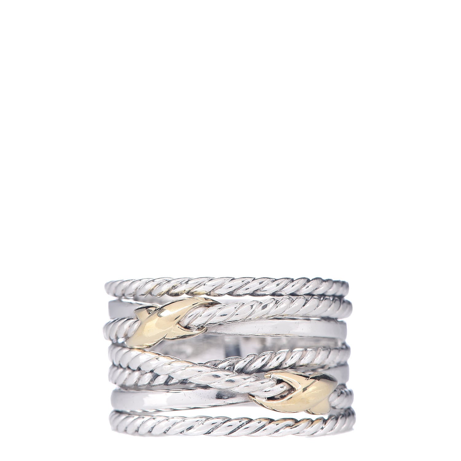 David Yurman Sterling Silver 18K Yellow Gold Double X Crossover Ring 54 6.75 1 of 4