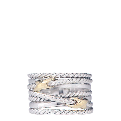 David Yurman Sterling Silver 18K Yellow Gold Double X Crossover Ring 54 6.75 1 of 4