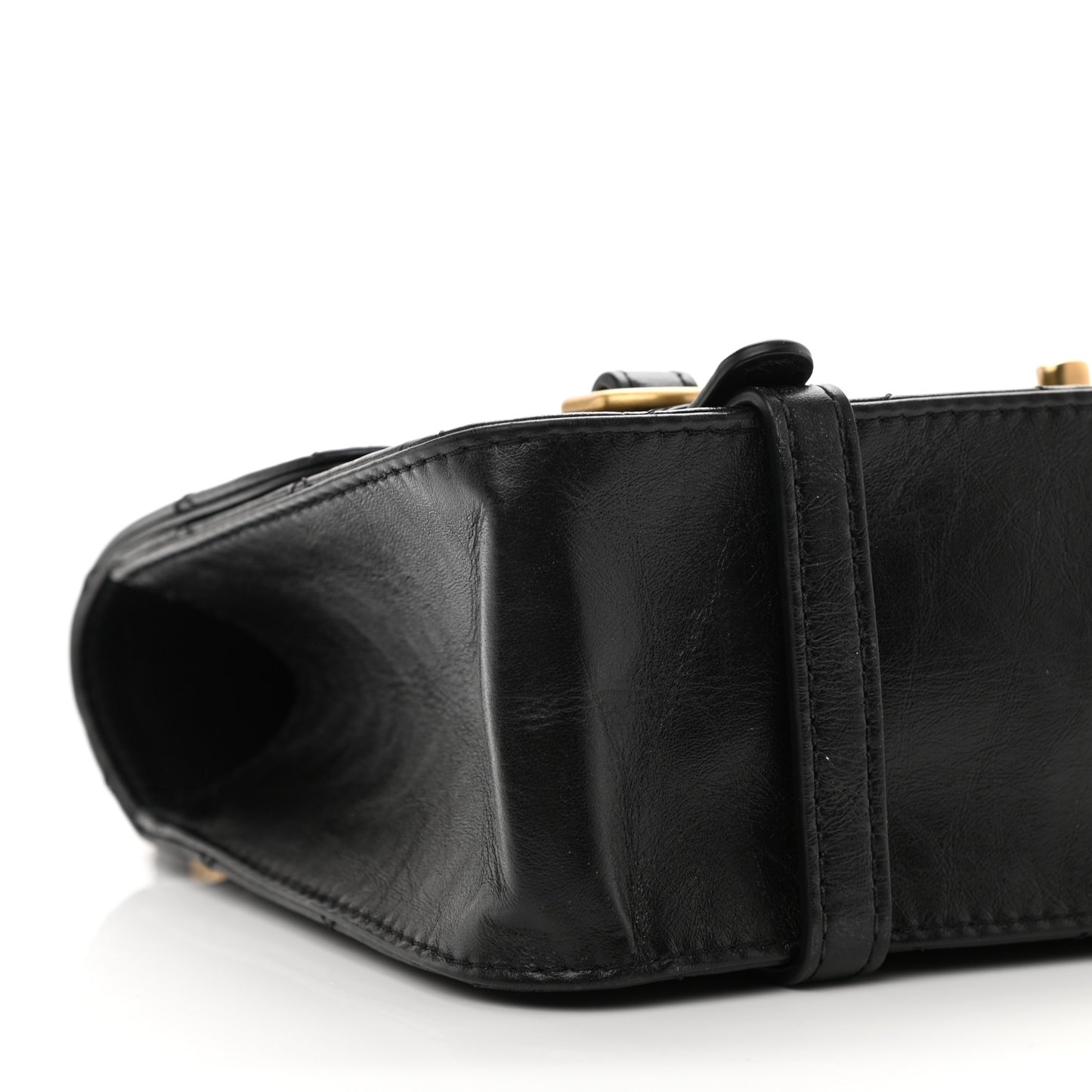 Aged Calfskin Quilted City School Flap Black