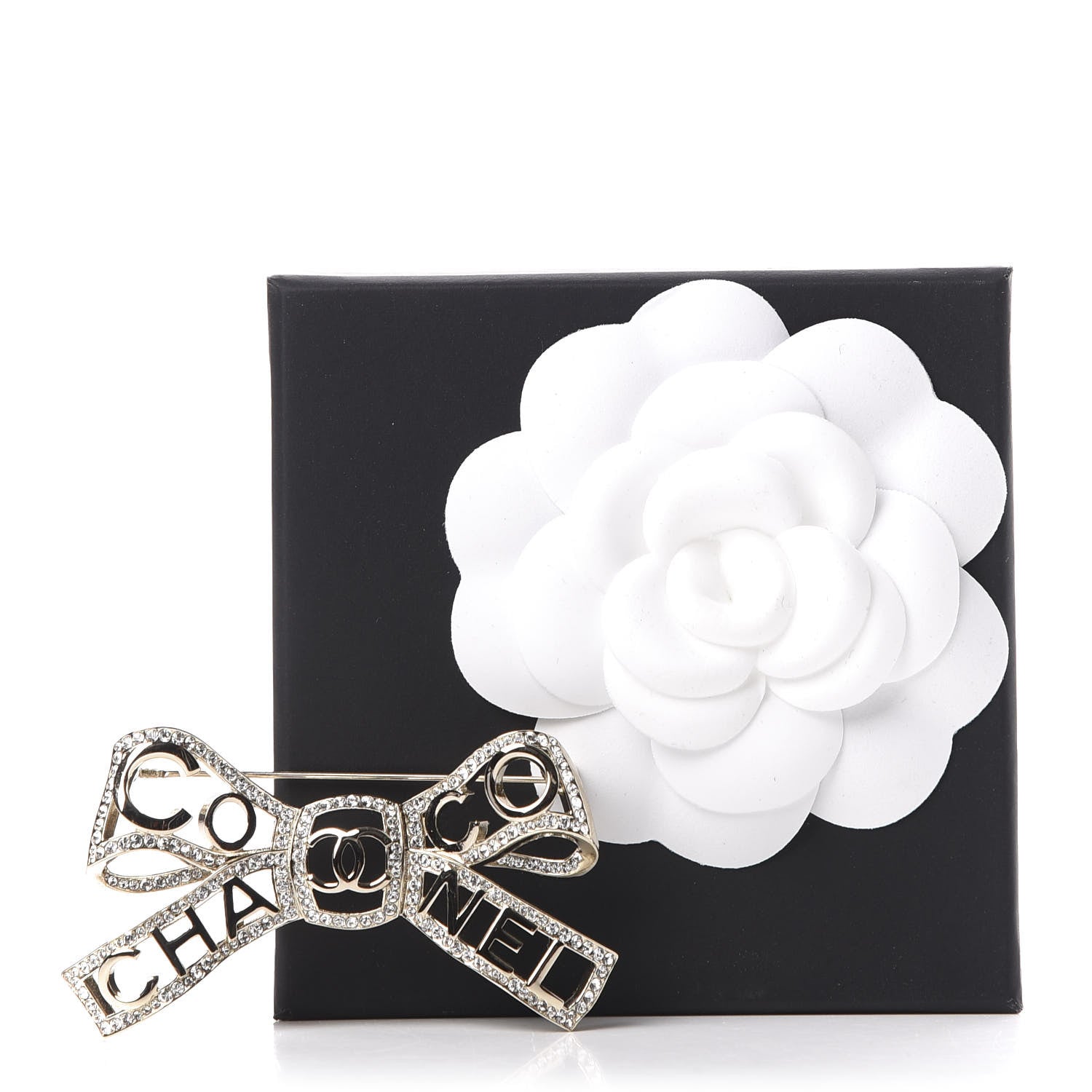 Chanel Metal Crystal Bow-tiful CC Brooch Gold 6 of 6