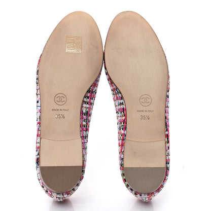 Chanel Tweed Patent Cap Toe Ballerina Flats 35.5 Pink 5 of 8