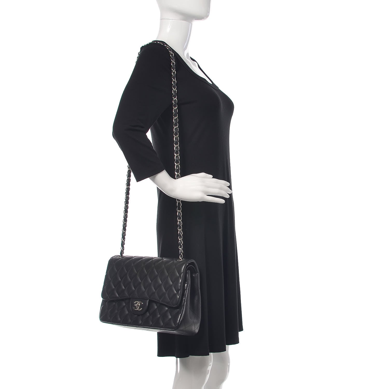 Chanel Lambskin Quilted Jumbo Double Flap Black 2 of 11