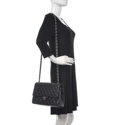Chanel Lambskin Quilted Jumbo Double Flap Black 2 of 11