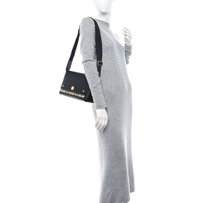 Burberry Grainy Calfskin Vintage Check Note Crossbody Bag Black 2 of 8