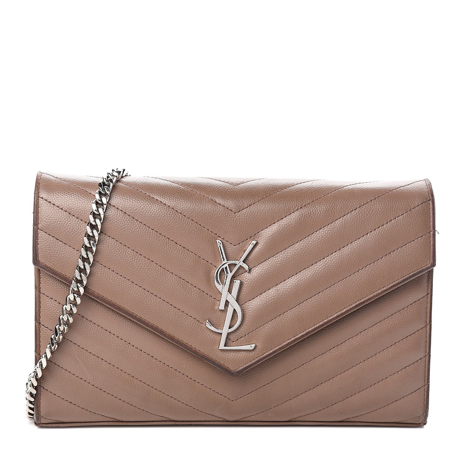 Grain De Poudre Matelasse Chevron Monogram Chain Wallet Fard