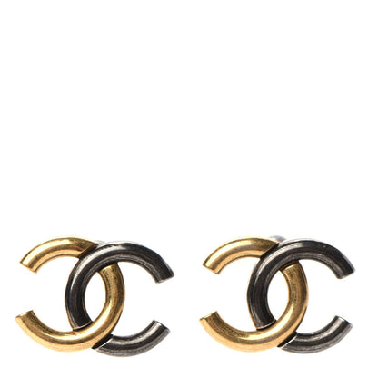 Chanel Metal CC Earrings Gold Ruthenium 1 of 5