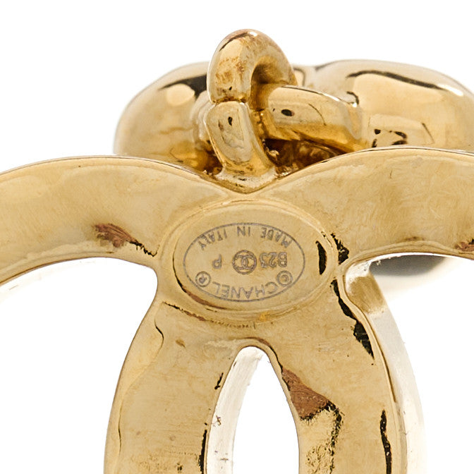 Chanel Metal Crystal CC Heart Drop Earrings Gold 4 of 4