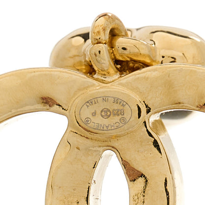 Chanel Metal Crystal CC Heart Drop Earrings Gold 4 of 4