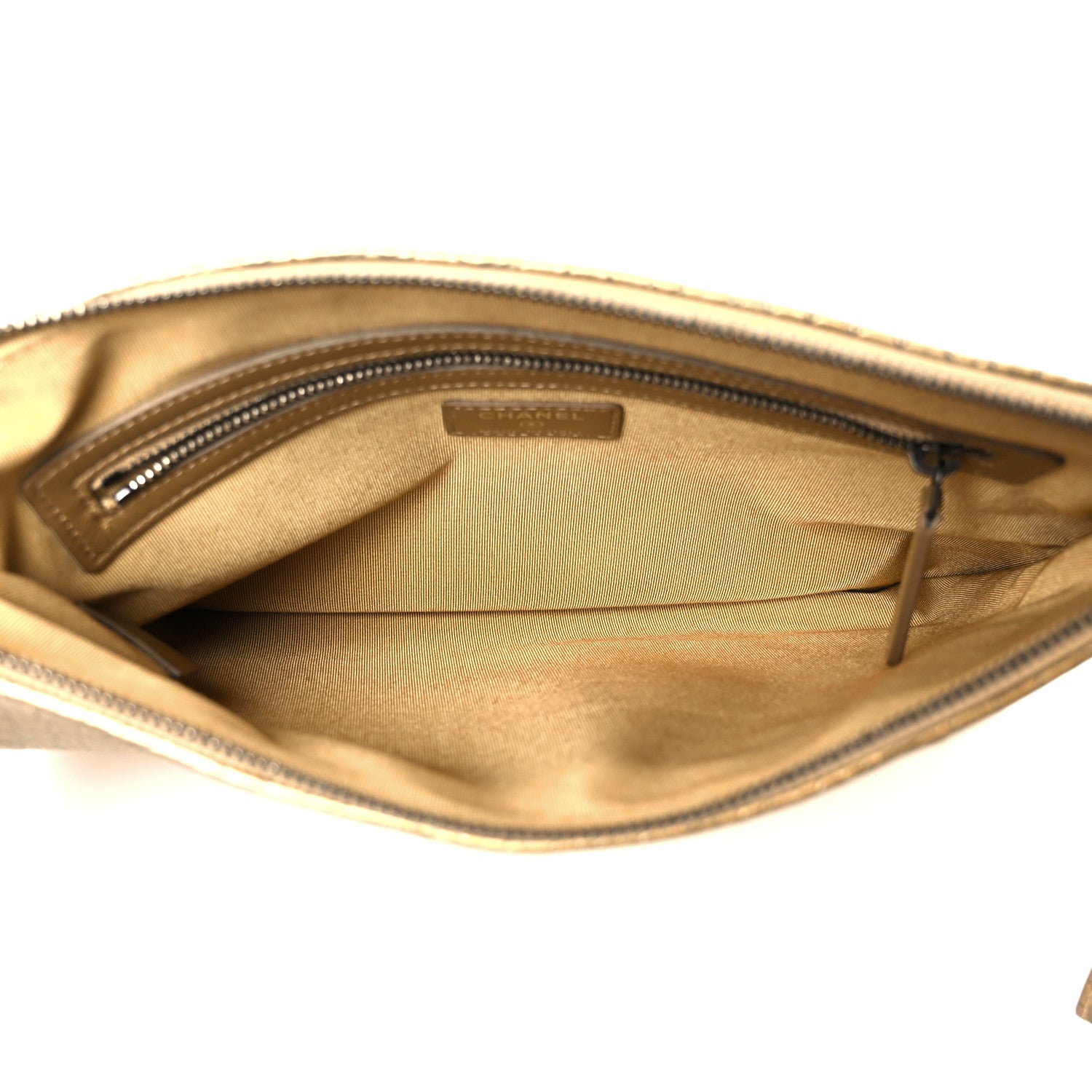 Chanel Metallic Calfskin Crocodile Embossed Medium Gabrielle Cosmetic Case Gold 5 of 8