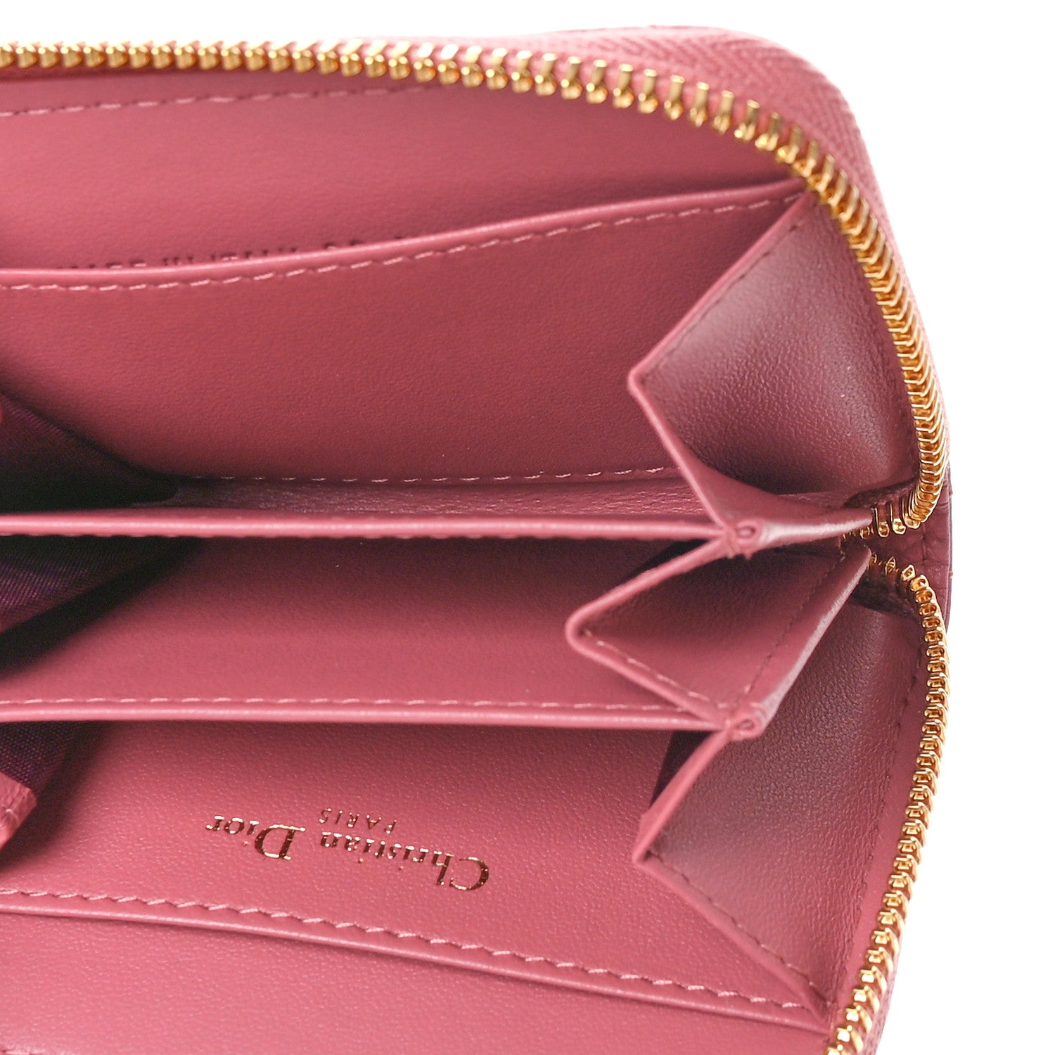 Christian Dior Grained Calfskin Supple Cannage Caro Compact Zipped Wallet Pink Yarrow 5 of 8