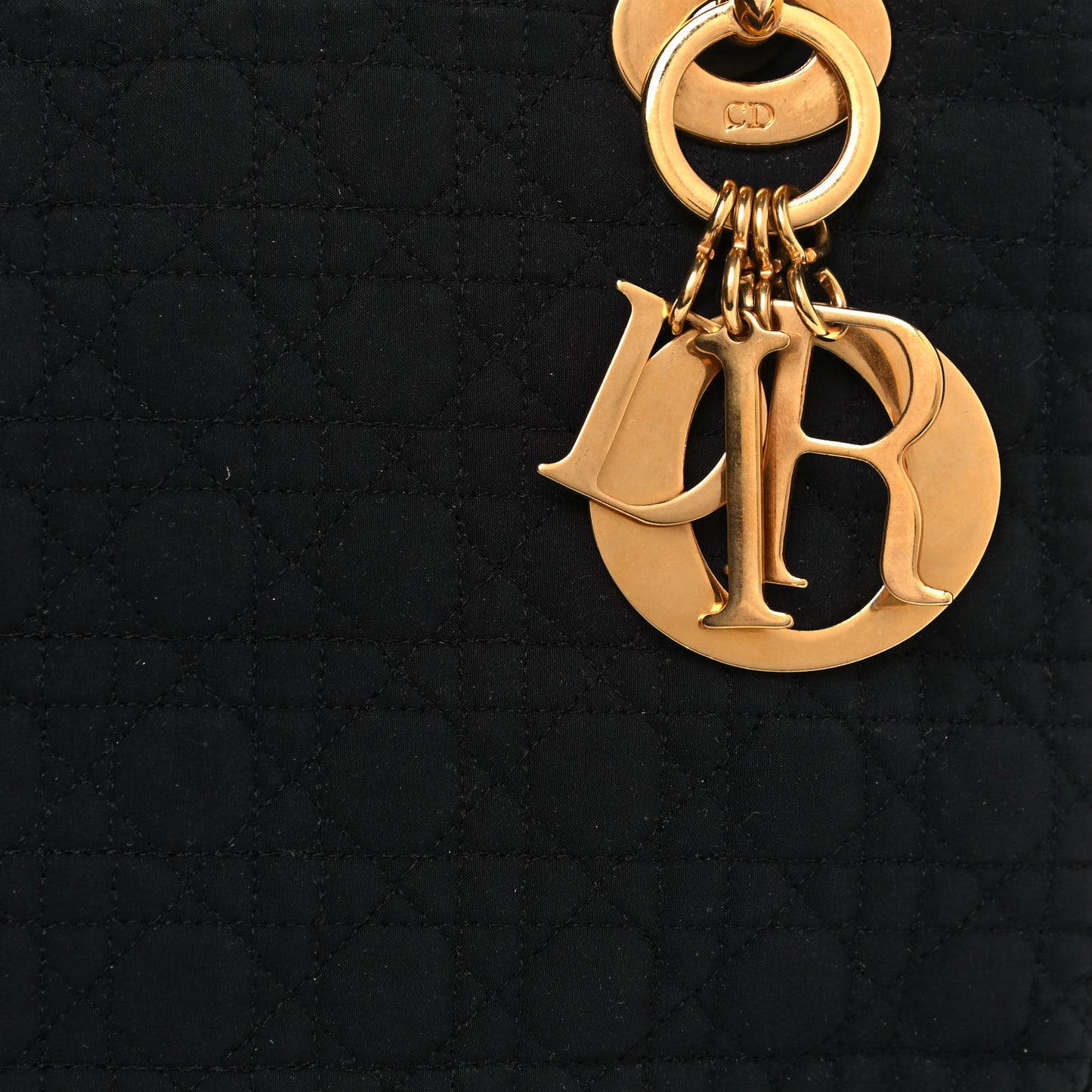 Nylon Cannage Medium Lady Dior Black