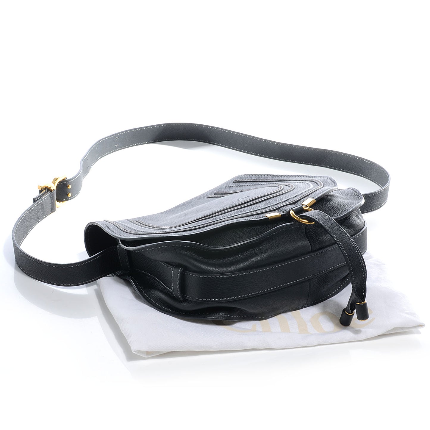 Calfskin Medium Marcie Round Crossbody Bag Black
