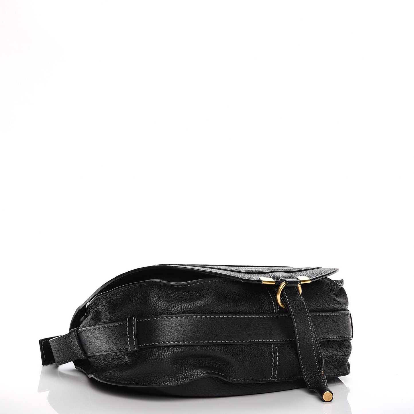 Calfskin Medium Marcie Round Crossbody Bag Black