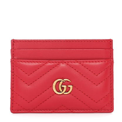 Gucci Calfskin Matelasse GG Marmont Card Holder Hibiscus Red 1 of 8