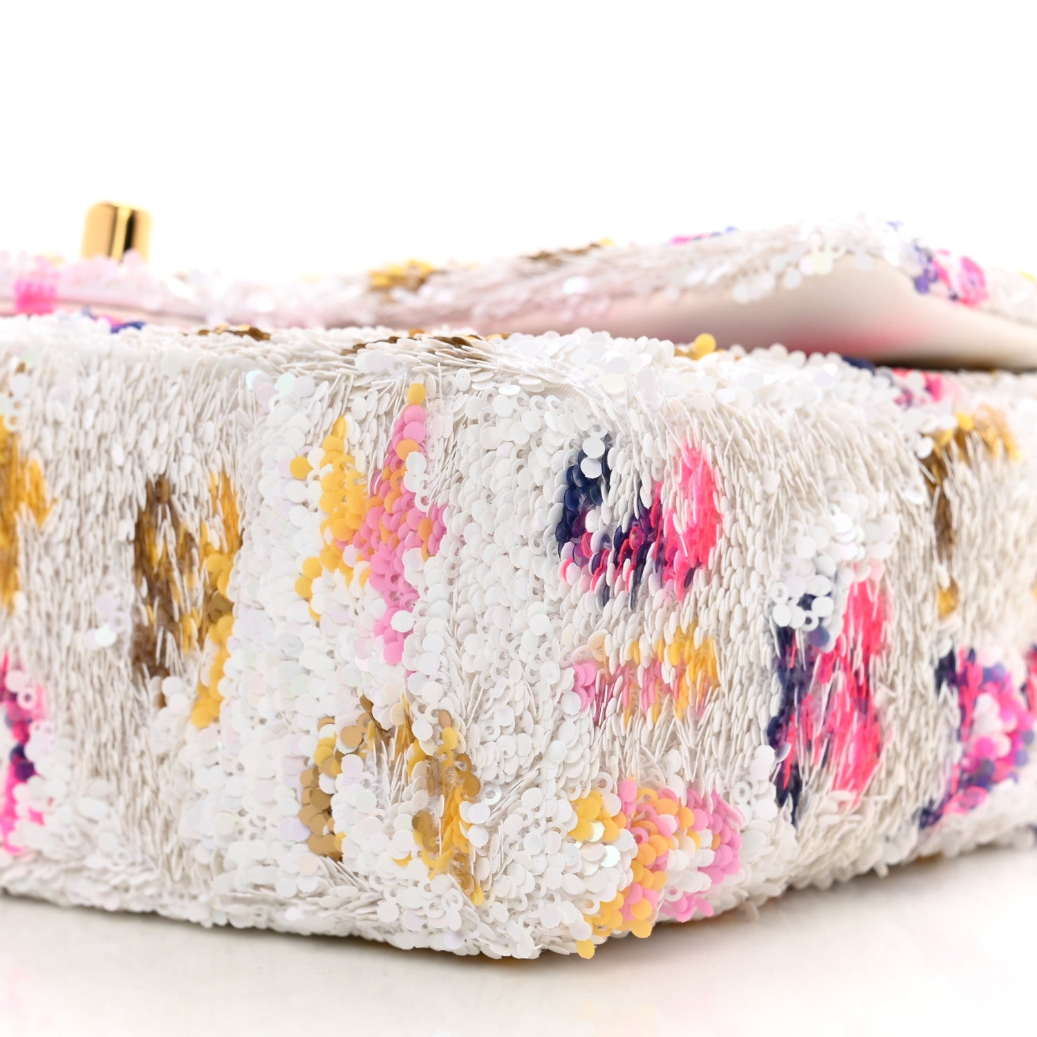 Chanel Sequin Logo Mini Rectangular Flap White Multicolor 10 of 10
