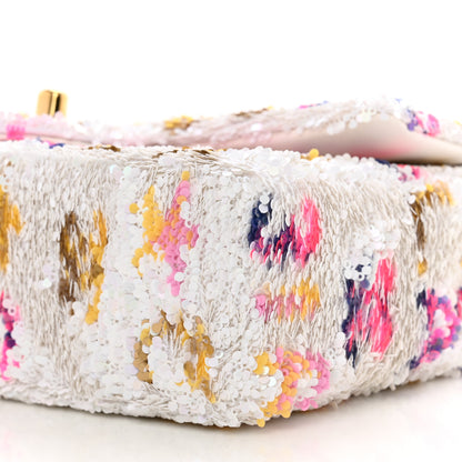 Chanel Sequin Logo Mini Rectangular Flap White Multicolor 10 of 10
