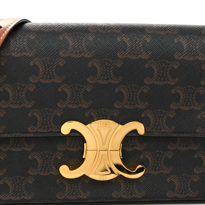 Celine Canvas Calfskin Triomphe Shoulder Bag Tan 9 of 12