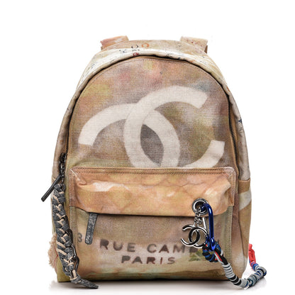 Chanel Graffiti Printed Canvas Medium Backpack Beige 1 of 7