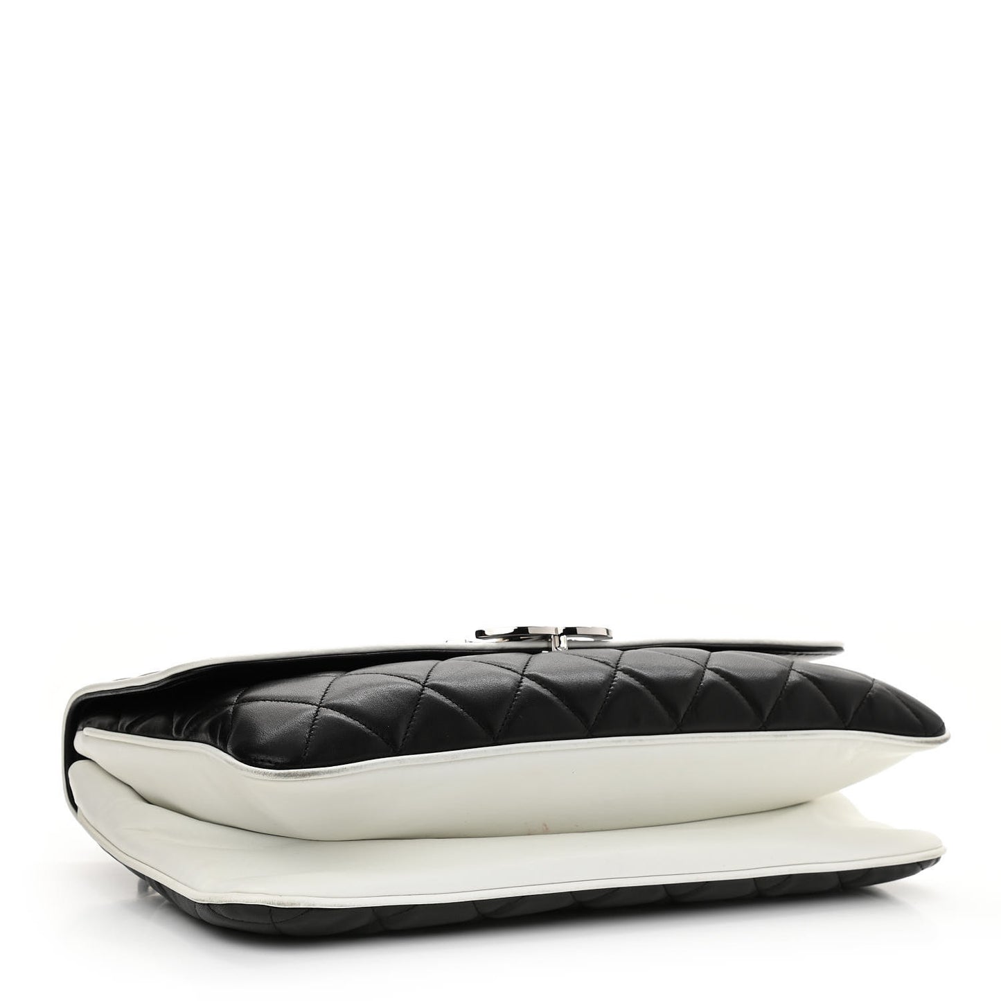 Lambskin Quilted Flap Black White
