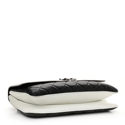 Chanel Lambskin Quilted Flap Black White 4 of 14
