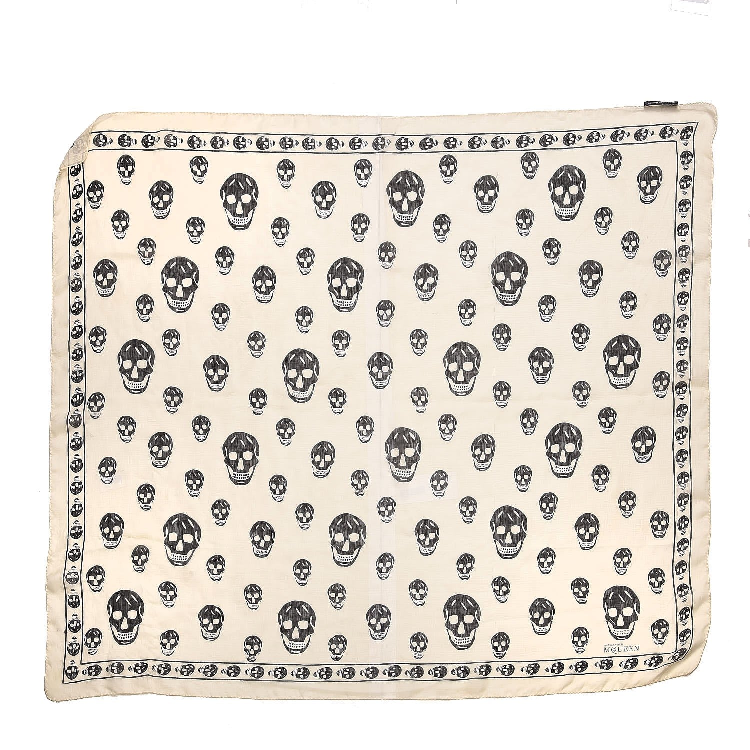 Alexander McQueen Silk Chiffon Skull Scarf Ivory Black 3 of 12